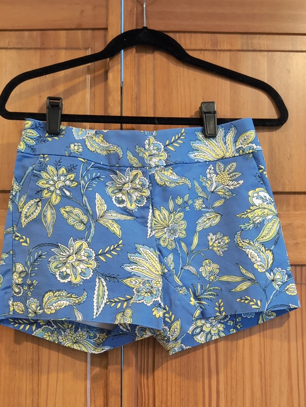 LOFT Blue Floral High-Waist Shorts